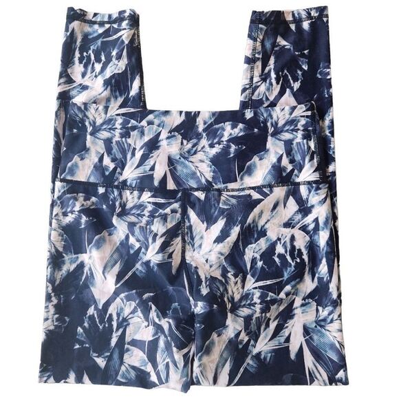 Kyodan Floral Leggings Tropical Print Blue Gray Pink Size Medium - Picture 2 of 5